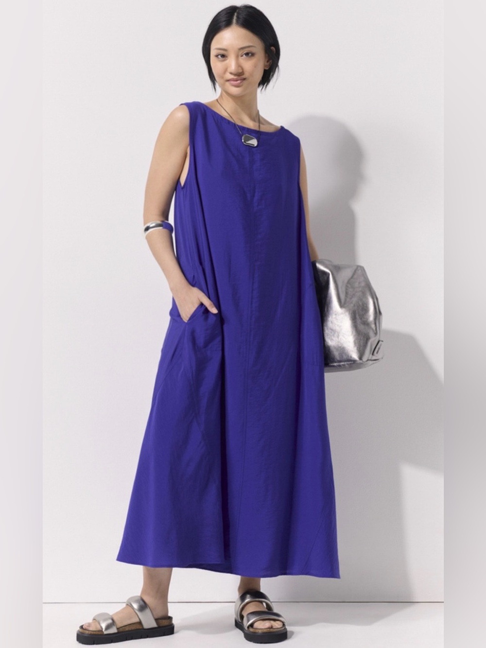Preloved - 100% Cotton Purple A-line Dress - eShakti